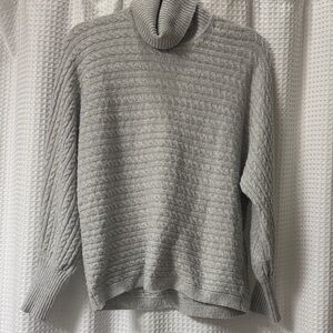 Olive & Oak Soft Gray Cable Knit Turtleneck Sweater